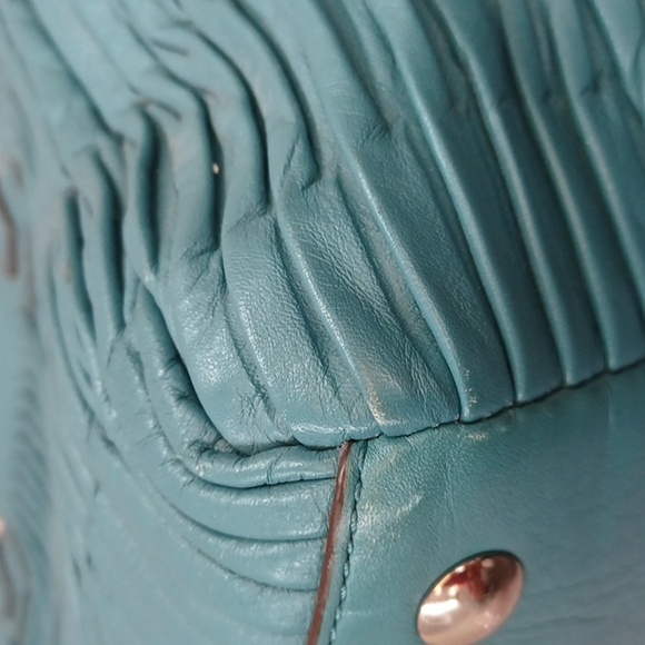 Coach Teal Pleated Taylor Satchel 25252 - Picture 14 of 16